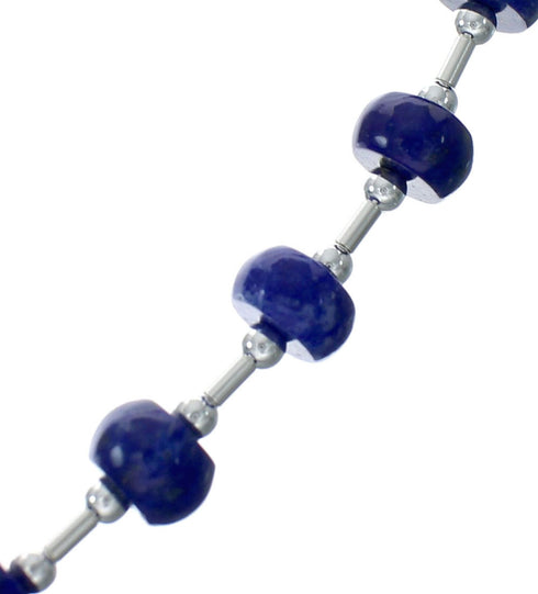 Native American Liquid Sterling Silver Lapis Bead Necklace X11000